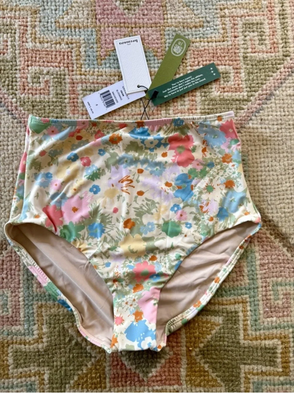 Hermoza Floral Two-Piece Swim Set in Cream, Pink, Blue, Green, Orange - Picture 4 of 4